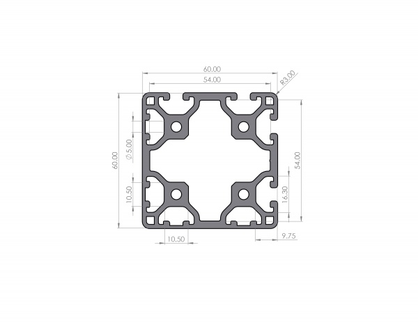 Aluminum profile 60x60 Groove 6 Lightweight I-Type 4N90